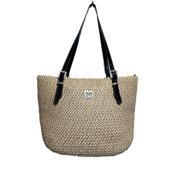 Straw tote bag re painted handles - Picture 1 of 11